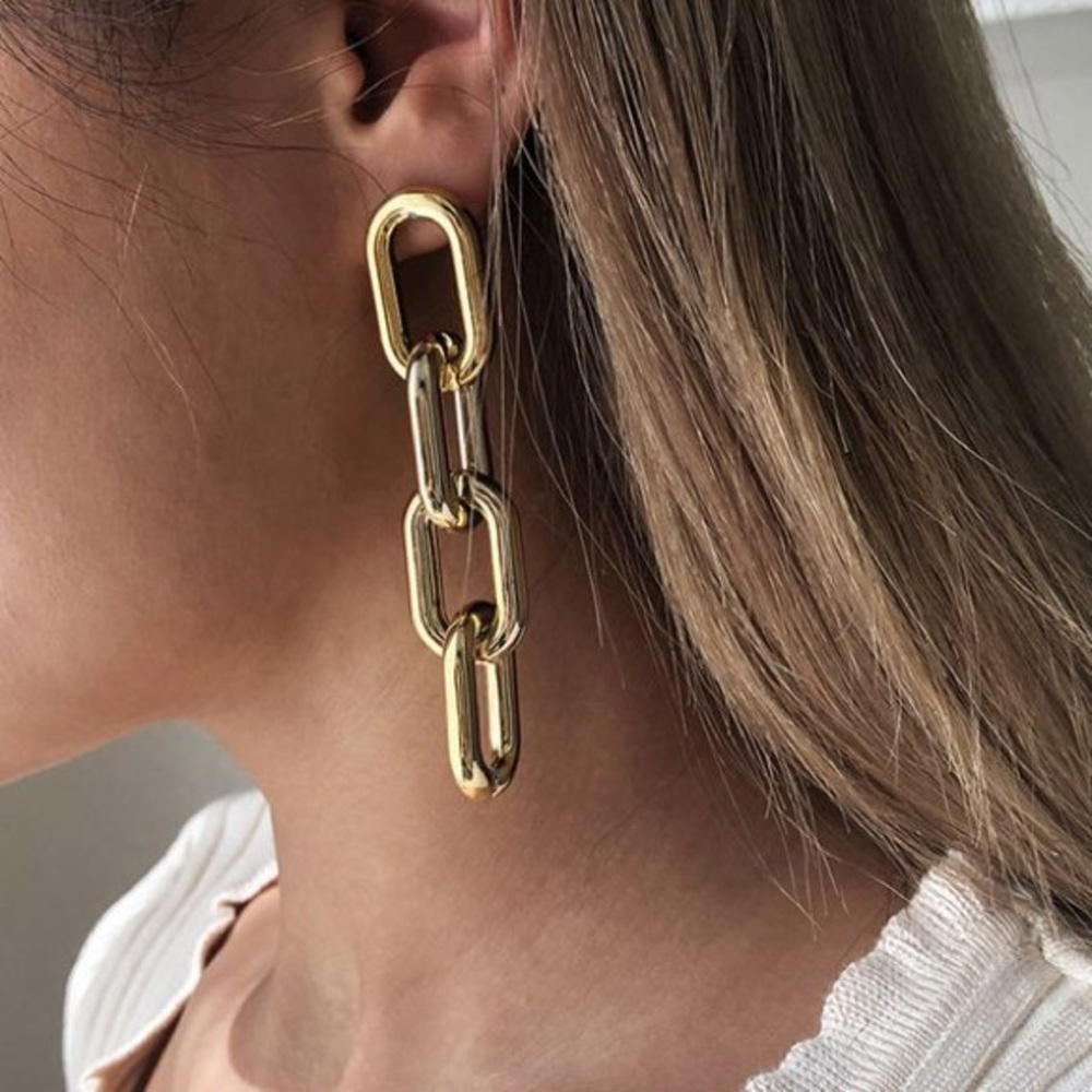Gold Chain Earrings.